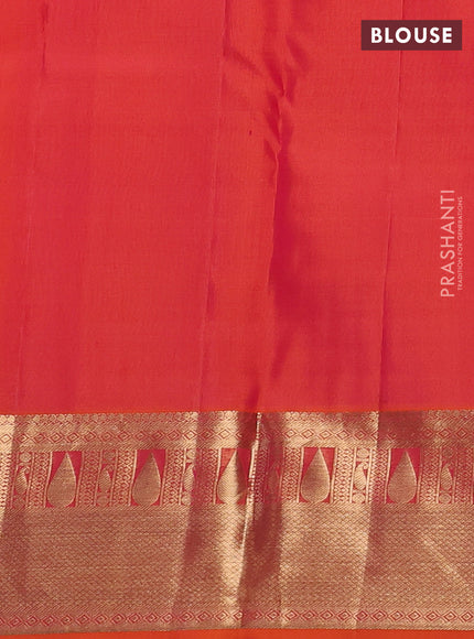 Pure kanchipuram silk saree orange with allover zari woven 1000 buttas and zari woven border