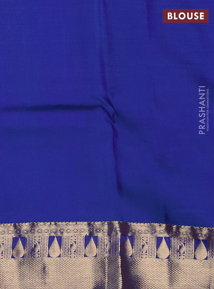 Pure kanchipuram silk saree dual shade of blue with allover zari woven 1000 buttas and zari woven border