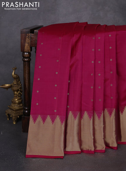 Pure kanchipuram silk saree pink with allover zari woven 1000 buttas and temple zari woven border
