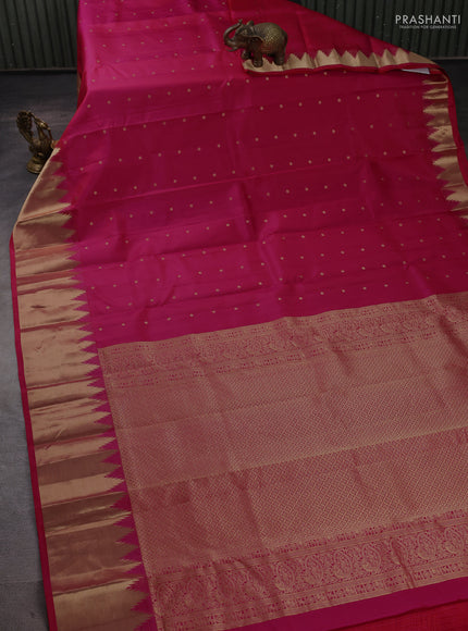 Pure kanchipuram silk saree pink with allover zari woven 1000 buttas and temple zari woven border