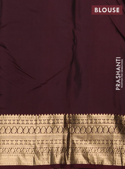 Pure kanchipuram silk saree bottle green and coffee brown with allover zari woven 1000 buttas and zari woven korvai border