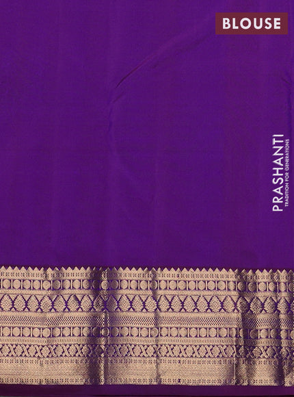 Pure kanchipuram silk saree dual shade of purple and purple with allover zari woven 1000 buttas and zari woven korvai border