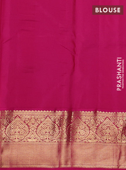 Pure kanchipuram silk saree dual shade of green and pink with allover zari woven 1000 buttas and zari woven korvai border