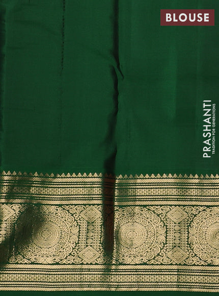 Pure kanchipuram silk saree orange and green with allover checks & zari woven 1000 buttas and long zari woven border