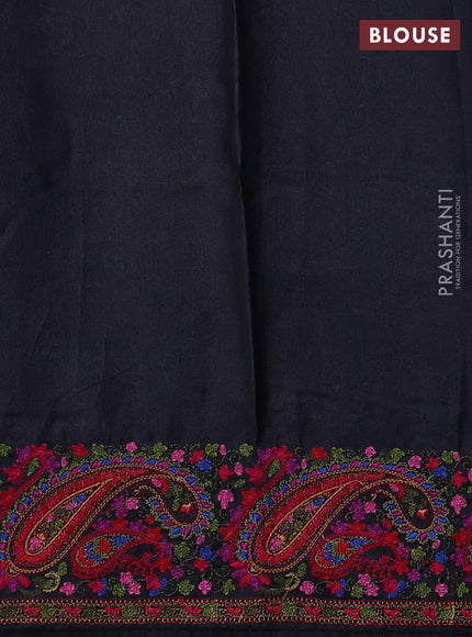 Pure tussar silk saree black with embroidery work buttas and embroidery border
