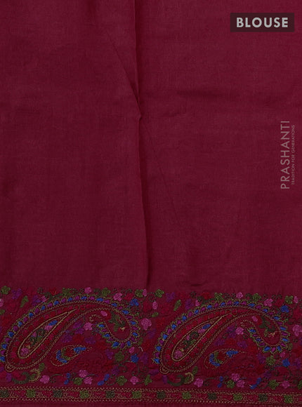 Pure tussar silk saree red with embroidery work buttas and embroidery border