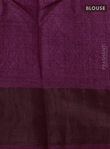 Pure tussar silk saree dark pink with allover butta prints & mirror work and cut work pallu