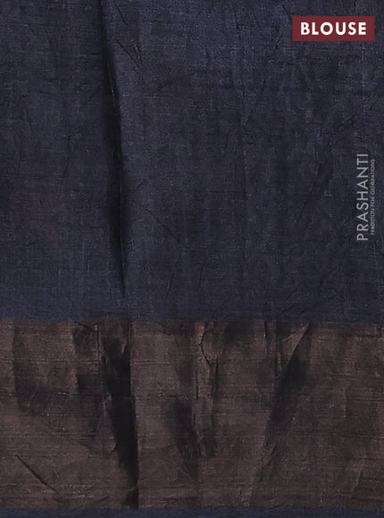 Pure tussar silk saree black with allover butta prints & mirror work and cut work pallu