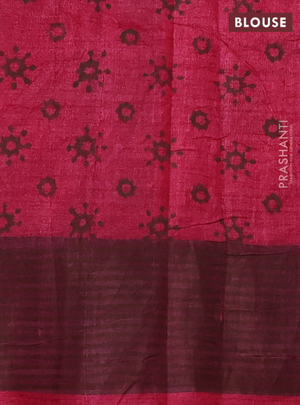 Pure tussar silk saree wine shade and red with allover pichwai prints & mirror work and cut work pallu