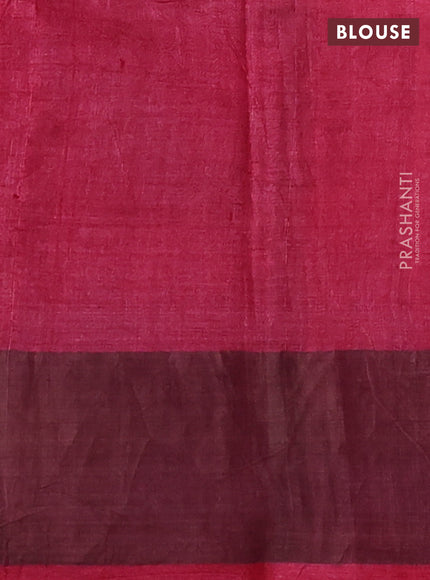 Pure tussar silk saree navy blue and red with allover pichwai prints & mirror work and cut work pallu