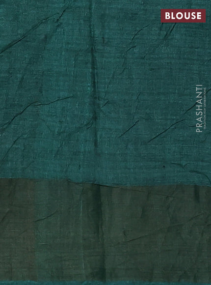 Pure tussar silk saree cream and green with allover leheriya pattern & mirror work and cut work pallu