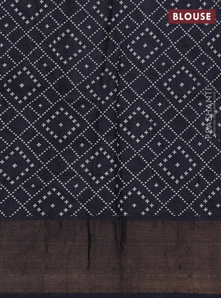 Pure tussar silk saree black with kalamkari butta prints & mirror work and cut work pallu