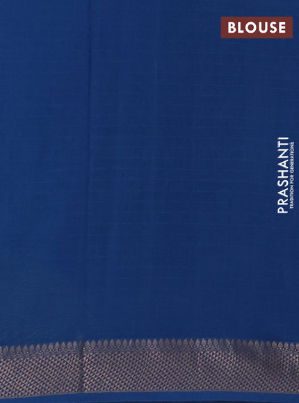 Maheshwari silk cotton saree blue with butta block prints and thread woven border