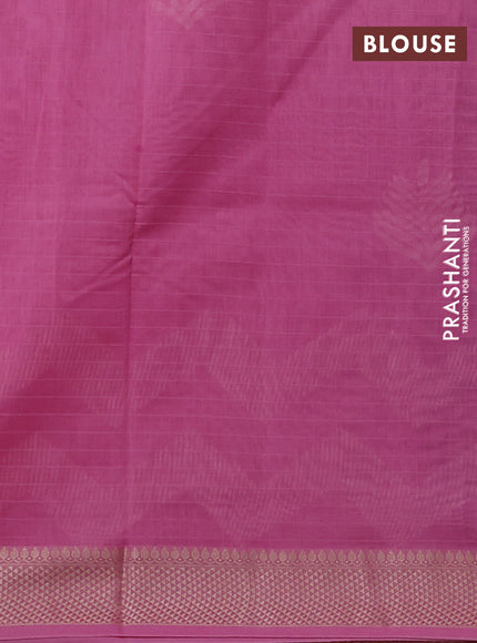 Maheshwari silk cotton saree pink with butta block prints and thread woven border