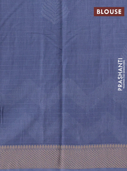Maheshwari silk cotton saree grey with butta block prints and thread woven border