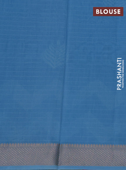 Maheshwari silk cotton saree light blue with butta block prints and thread woven border