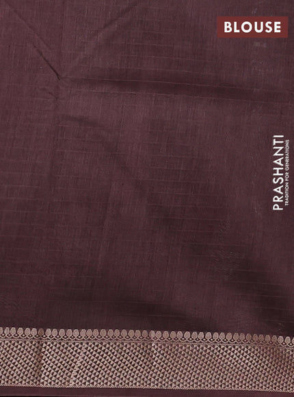 Maheshwari silk cotton saree coffee brown with butta block prints and thread woven border