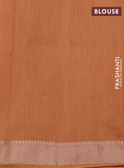 Maheshwari silk cotton saree dark mustard with allover block prints and thread woven border