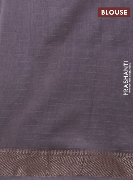 Maheshwari silk cotton saree grey with allover block prints and thread woven border