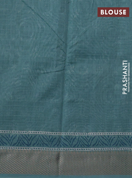 Maheshwari silk cotton saree pastel green with allover butta block prints and thread woven border