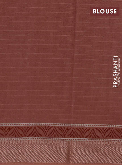 Maheshwari silk cotton saree pastel peach with allover butta block prints and thread woven border