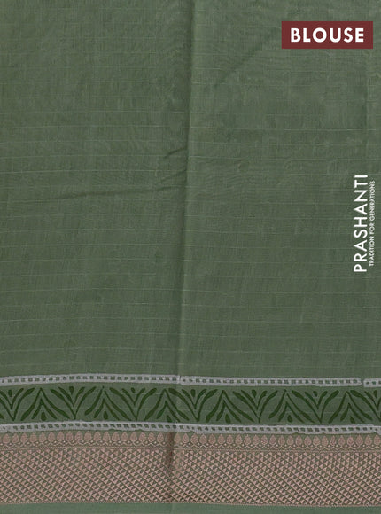 Maheshwari silk cotton saree pastel green with allover butta block prints and thread woven border