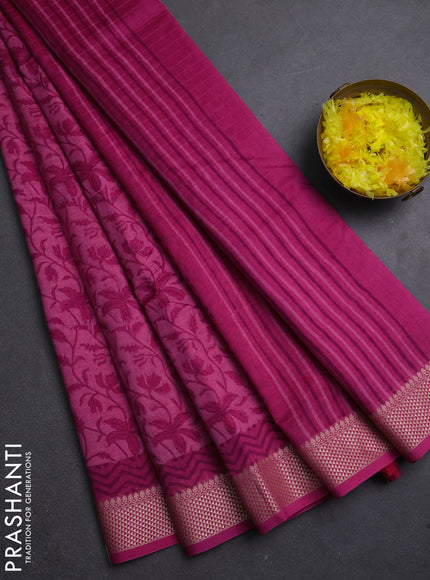 Maheshwari silk cotton saree light pink and pink with allover block prints and thread woven border
