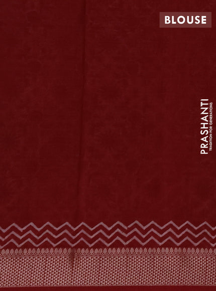 Maheshwari silk cotton saree off white and red with allover block prints and thread woven border