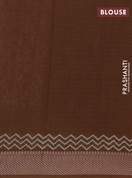 Maheshwari silk cotton saree cream and dark mustard with allover block prints and thread woven border
