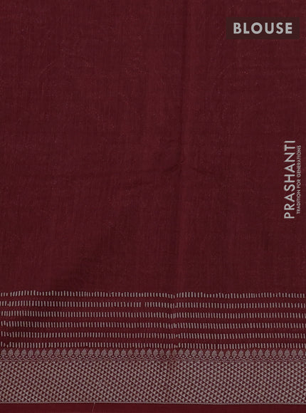 Maheshwari silk cotton saree rust shade with allove block prints and thread woven border