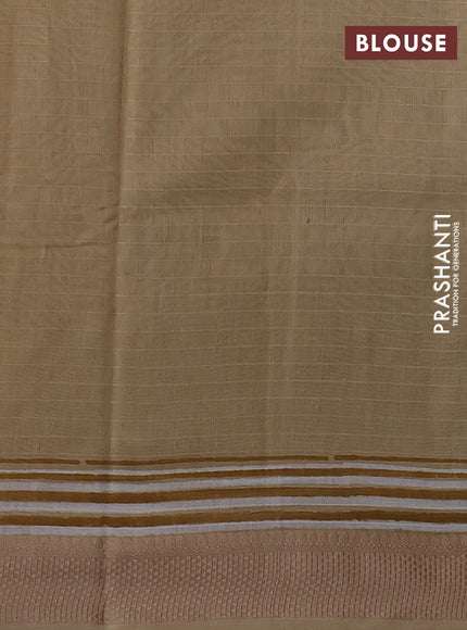 Maheshwari silk cotton saree beige with allover butta block prints and thread woven border