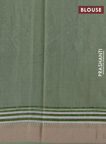 Maheshwari silk cotton saree pastel green with allover butta block prints and thread woven border