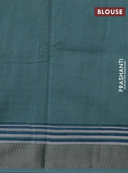 Maheshwari silk cotton saree pastel blue with allover butta block prints and thread woven border