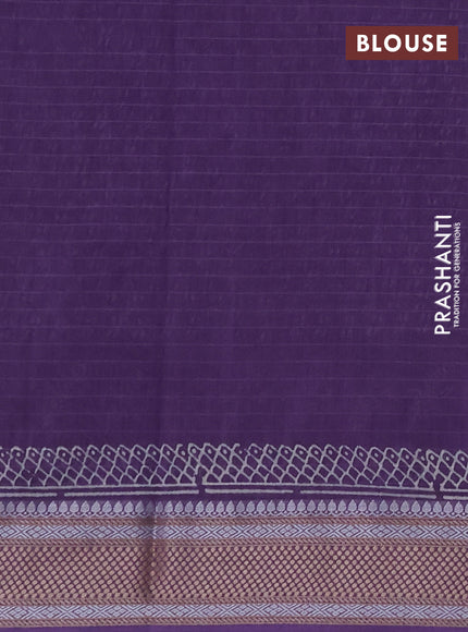 Maheshwari silk cotton saree lavender with allover block prints and thread woven border