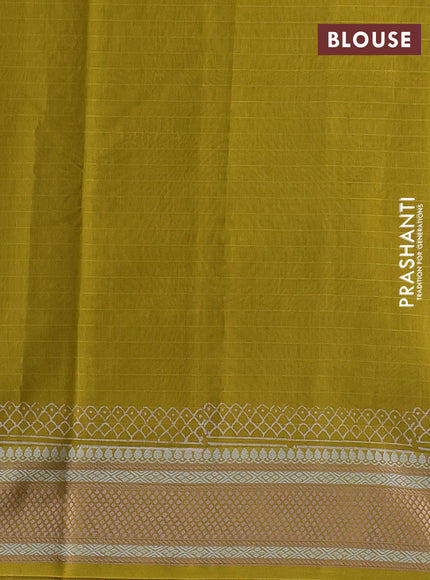 Maheshwari silk cotton saree dark mustard with allover block prints and thread woven border