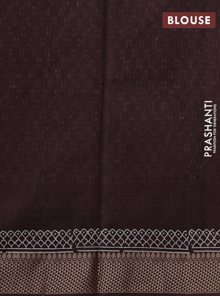 Maheshwari silk cotton saree coffee brown with allover block prints and thread woven border