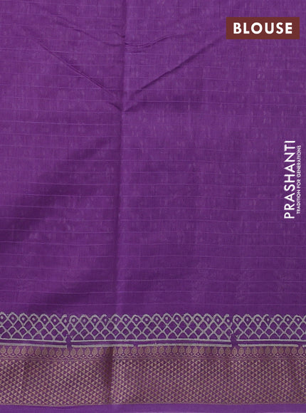 Maheshwari silk cotton saree lavender with allover block prints and thread woven border