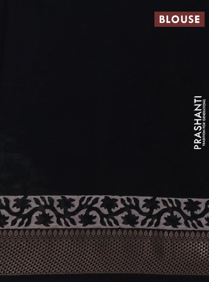 Maheshwari silk cotton saree beige and black with allover kalamkari block prints and thread woven border