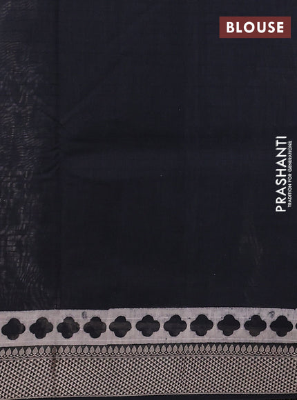 Maheshwari silk cotton saree beige and black with allover block prints and thread woven border
