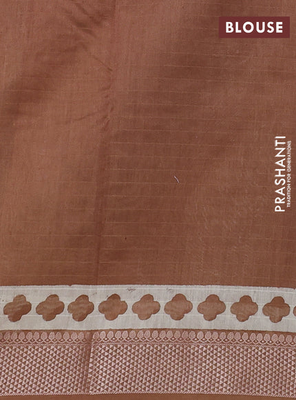 Maheshwari silk cotton saree sandal with allover block prints and thread woven border