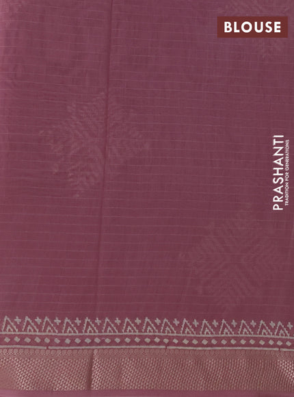 Maheshwari silk cotton saree pastel pink with butta block prints and thread woven border