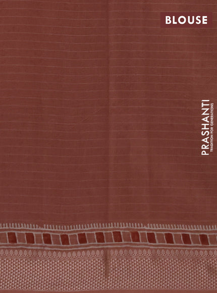 Maheshwari silk cotton saree pastel peach with allover floral butta block prints and thread woven border