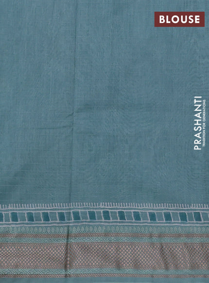 Maheshwari silk cotton saree pastel blue with allover floral butta block prints and thread woven border