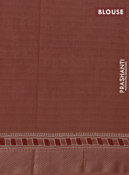 Maheshwari silk cotton saree pastel peach shade with allover floral butta block prints and thread woven border