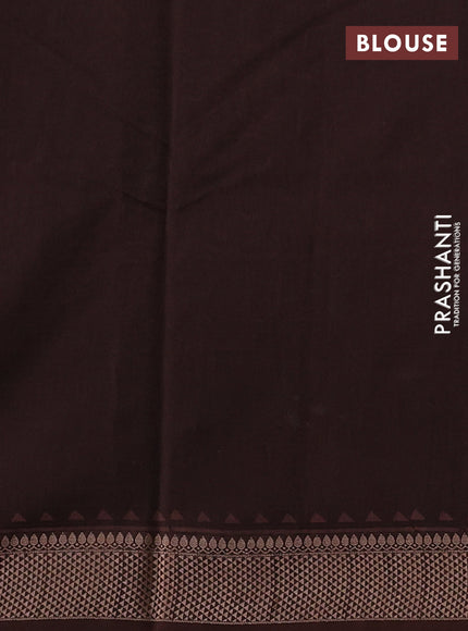 Maheshwari silk cotton saree pastel brown and coffee brown with allover block prints and thread woven border
