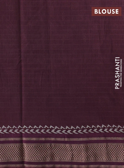 Maheshwari silk cotton saree wine shade with allover butta block prints and thread woven border