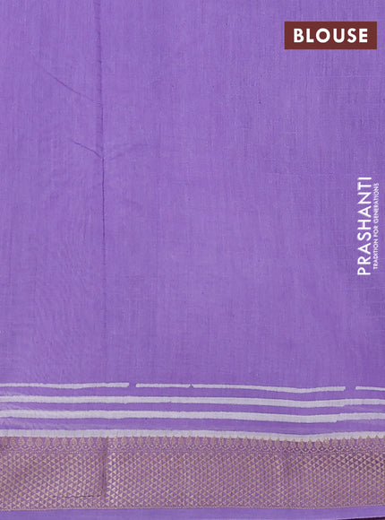 Maheshwari silk cotton saree lavender with allover butta block prints and thread woven border
