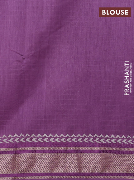 Maheshwari silk cotton saree pueple shade with allover butta block prints and thread woven border