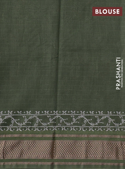 Maheshwari silk cotton saree pastel green with allover floral butta block prints and thread woven border