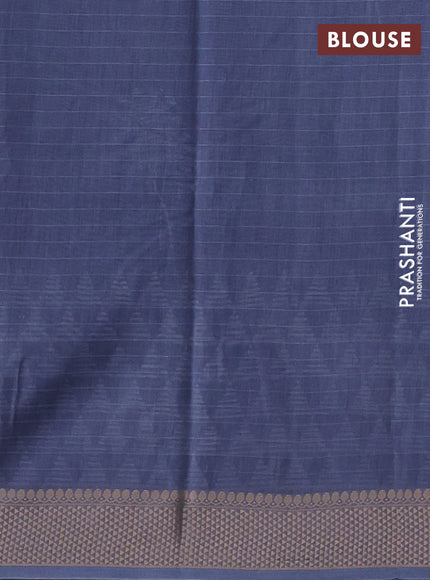 Maheshwari silk cotton saree bluish grey with butta block prints and thread woven border